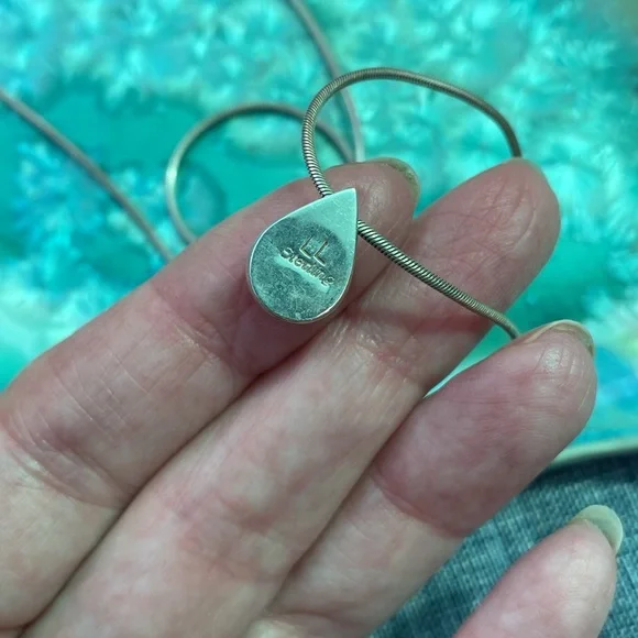 Sterling Silver Necklace and Opal Teardrop Pendant - Picture 6 of 17